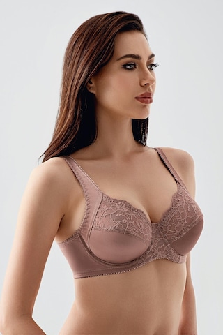 New Bra Kadın C Kap Dantelli Balenli Desteksiz Toparlayıcı Sütyen Vizon 2305 Vizon