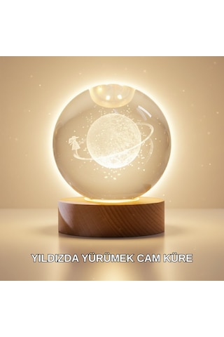 Muratech Ahşap Standlı Sarı Işıklı Dekoratif Küre Kız Figürü Tasarım Büyük 72556966