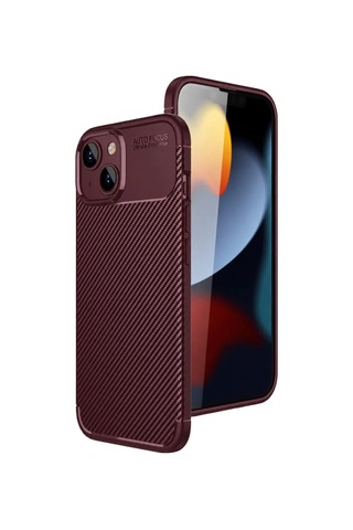 Apple Apple iPhone Uyumlu 14 Kılıf Auto Focus Karbon Kapak - Bordo