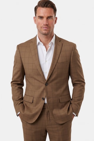 Deep Sea Deepsea Kahve Slim Fit Ekose Desenli İtalyan Kesim 2 Li Erkek Takım Elbise 2300202 Kahverengi