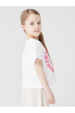 Kız Çocuk Pamuklu Güneş Kabartma Baskılı Bluz-13864-ekru Pmb Ekru - Pembe