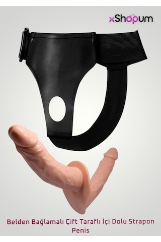 Xshopum Belden Bağlamalı Çift Taraflı İçi Dolu Strapon Penis