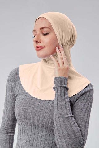 Sonbaharmoda Kadın Pratik Tesettür Sporcu Boyunluklu Hijab Geçmeli Bone Bej