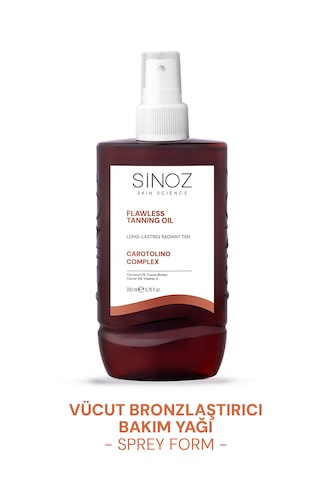 Sinoz Kusursuz Bronzlaştırıcı Hindistan Cevizi Kakao Havuç Yağı İçeren Güneş Yağı Spreyi 200 ML