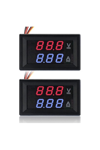 0.28 inç 100V 10A Çift LED Ekranlı Voltmetre ve Ampermetre Modülü