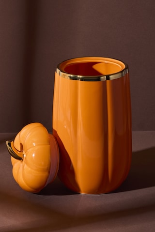 Balkabak Xl Kapaklı Porselen Kavanoz 28x13.7 Cm Beyaz