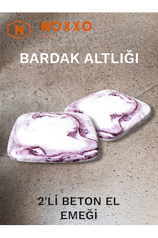 2 Li Beton Bardak Altlığı Betonun Şıklığı El Emeğinin Değeri Lila Lila