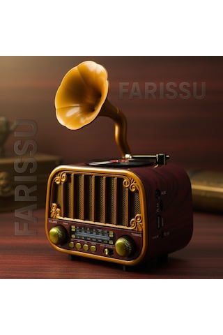 Retro Gramofon Görünümlü Bluetooth'lu Fm/am/sw 3 Bant Radyo Ve Müzik Çalar Everton Rt-738