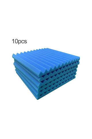 Sones 10 Adet / Paket 30x30x2.5cm Üçgen Oluk Stili Kayıt Stüdyosu Davul Video Odası Ses Yalıtım Levhası Susturucu Pamuk Mavi