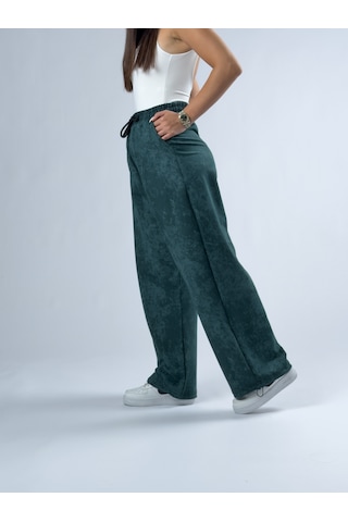 Cocopelli Paça Ayarlamalı Desenli Yeşil Kadın Baggy Pantolon Coc3347
