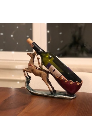 Geyik Şaraplık Şişe Tutucu Yılbaşı Dekoratif Obje