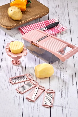 Cooker 5 Bıçaklı Hazneli Lüx Paslanmaz Çelik Rende Ckr3379-pembe Pembe