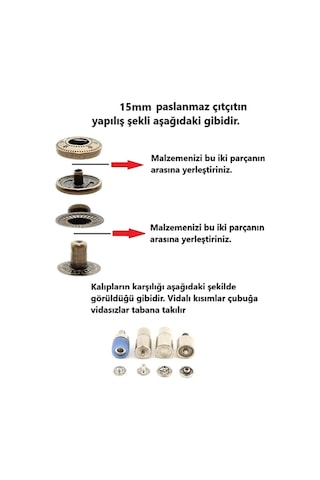 Çıtçıt makinesi, (Antik) 720 adet 15mm Paslanmaz Alfa Çıtçıt
