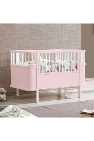 Mdf Beşik 130x90 Trend Büyüyen Beşik Pembe + 1 Comfort Yatak Pembe