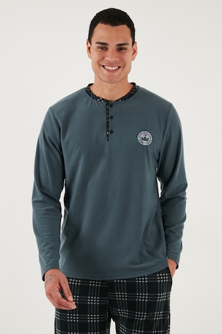 Buratti Ekoseli Yumuşak Dokulu Regular Fit Uzun Kollu Erkek Pijama Takımı 609611030 Antrasit