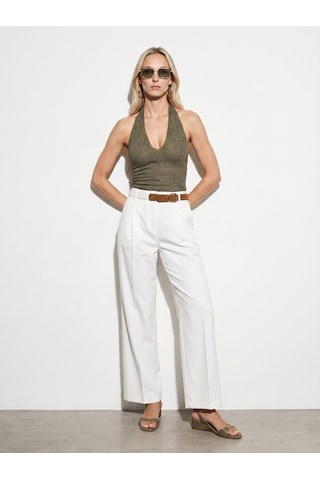 DİLVİN 72715 Kemerli Pileli Pantolon-açık Taş