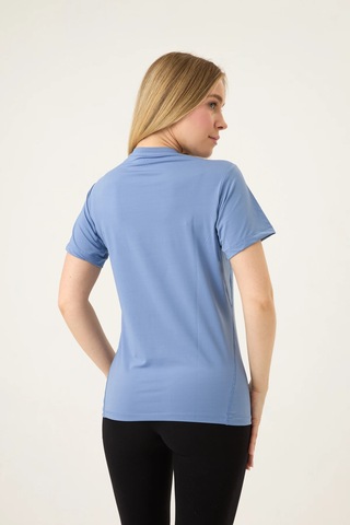 Zoor Kadın Kısa Kol Compression Fitness Gym Spor Body Tshirt Mavi