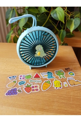 Brokoli Home Şarjli Mini El Fanı Masa Fanı Soğutucu Masa Üstü Vantilatör Usb Mavi Kendin Tasarla