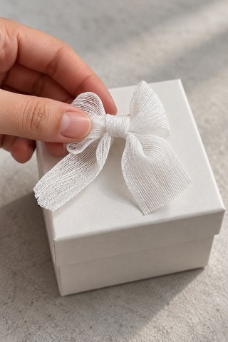Beyaz Keten Fiyonk Kurdele, 5 Cm - 25'li Paket, Dekoratif Hediye Standart