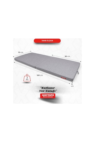 Xpermate Katlanır Yatak Yer Yatag I 70x180x6 Gri 2yktlnr