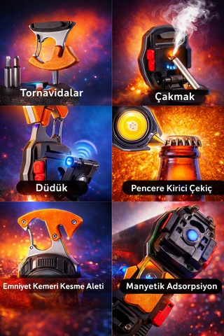 Çok Fonksiyonlu Şarjlı Led El Feneri Acil Durum Kurtarma Aracı Usb Şarjlı Emniyet Kemeri Kesici Cam Kırıcı Çakmaklı