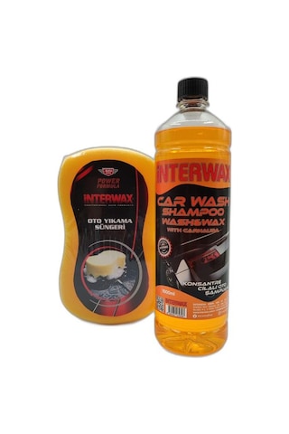 İnterwax Cilalı Oto Şampuanı 1 Lt & İnterwax Power Formula Oto Yıkama Süngeri