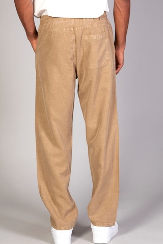 Little Cup Jeans Co Erkek Beli Lastikli Battal Beden Tensel Kumaş Camel Baggy Pantolon