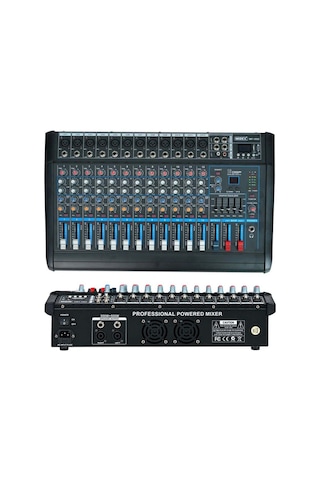 Midex MP-1000 Power Mikser Amfi 2x500W 12 Kanal Dsp Efekt EQ Usb BT