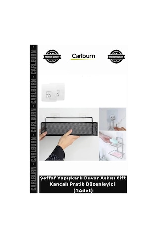 Özel Üretim Mutfak Banyo Şeffaf Yapışkanlı Duvar Askısı Çift Kancalı Pratik Düzenleyici 1 Adet Çok Renkli