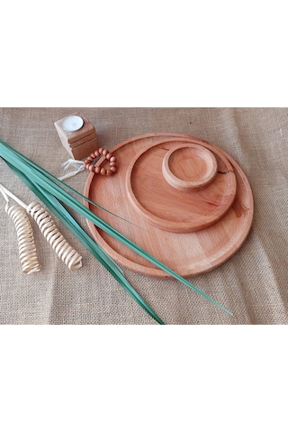 Yuvarlak Ahşap Tabak 3’Lü Set Ahşap