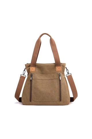 Didadodo Çok Cepli Vintage Kadın Kanvas Çanta - Ayarlanabilir Omuz Askılı Şık Ve Dayanıklı Koyu Kırmızı Koyu Kırmızı