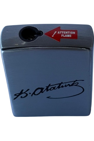 Premiumquality Tek Torch Pürmüz Gümüş Atatürk İmzalı Metal Puro Çakmağı
