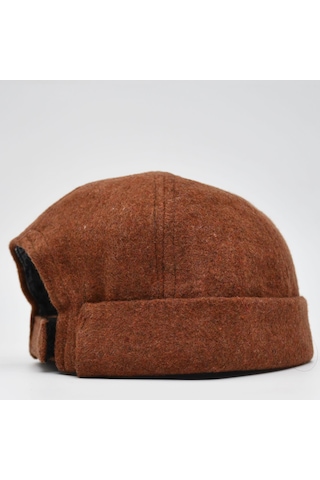 Şapkadan Etnik Desen Kısa Docker Şapka Vintage Cap Kasket Kahverengi