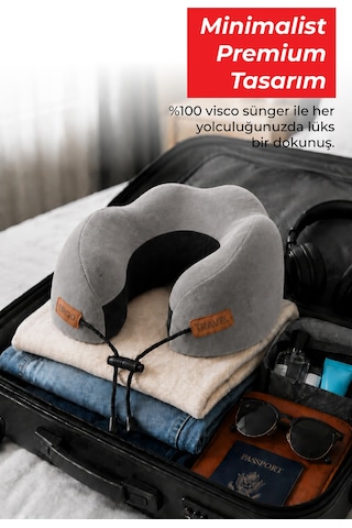 Viscofoam Cosy Ortopedik Seyahat Yastığı Visco Boyun Destekli Seyahat Yastığı - Gri | Ergo Travel