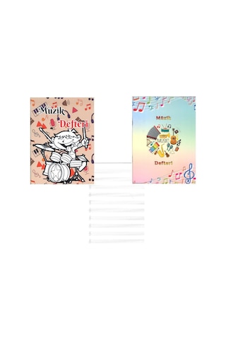 Müzik Defteri Büyük Boy A4 40 Yaprak Karton Kapak Sol Anahtarlı Kareli Müzik Defteri 1 Adet