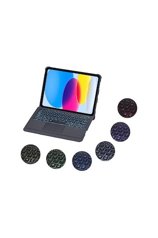 Apple Uyumlu iPad Pro 12.9 3. 4. 5. Nesil Kılıf Led Işıklı Magnetik Standlı Klavyeli Kılıf Kılıf