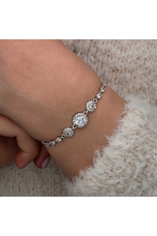 Artsmagazinmücevher Gümüş Zirkon Taşlı Yuvarlak Kadın Bileklik