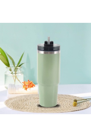 Suntek Magideal Hasır Ve Kapaklı Su Bardakları Paslanmaz Yeşil-30oz