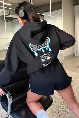 Oversize Pamuklu Hoodie - Drip Streetwear Tasarım Sweatshirt Siyah
