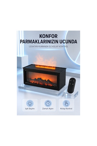 Astraltech Dekoratif Şömine Görünümlü Nemlendirici Uzaktan Kumandalı Renkli Led Işıklı Difüzör