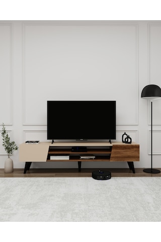 Arnetti Clara Raflı Dolaplı Tv Sehpası, Ceviz Bej - Clara