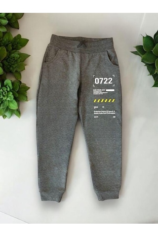 Zekids Erkek Çocuk Run Your City Yazılı Eşofman Alt-14208 Gri