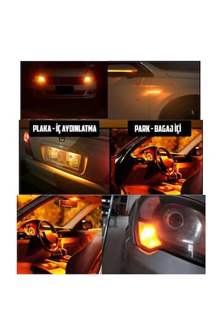 10 Adet T10 LED Park Plaka Tavan Ampulü 24 Ledli Turuncu Sadece 24 Volt Araçlar