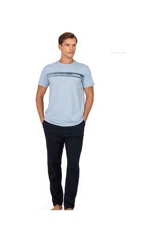 Pierre Cardin 6128 Erkek Kısa Kollu Bisiklet Yaka Pijama Takımı-mavi