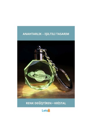 Renk Değiştiren Şık Satürn Gezegen Tasarım Işıklı Anahtarlık 10 Cm Çok Renkli