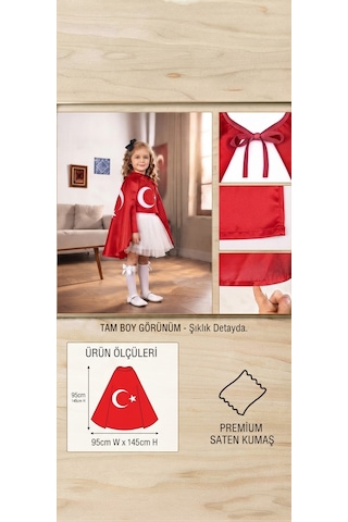 Trendmirend 29 Ekim Ve 23 Nisan İçin Parlak Kırmızı Saten Bagcıklı Ve Parmaklıklı