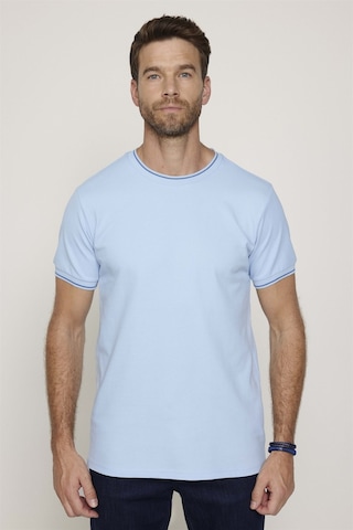 Tudors Erkek Bisiklet Yaka Slim Fit Pamuk Pike Mavi Tişört-27695-Mavi