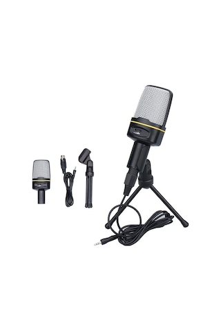 Profesyonel Sf-920 Kardiyoid Kondenser Mikrofon, Bilgisayar Uyumlu, Tripod Ve 3.5mm Bağlantı İle Kayıt Ve Ses Kalitesi.