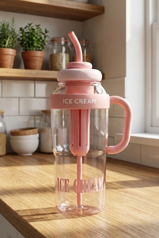 Valletta Longinus Bpa İçermez Kolay Taşınabilir  Bölmeli Su Matarası 1300ml 1.3l Pembe Pembe