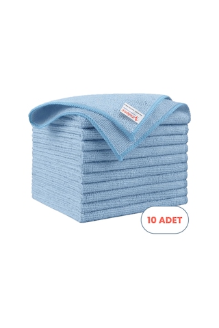 Mulpex Mikrofiber Temizlik Bezi 10 Adet - 40x40 Cm, 375 Gsm, Parlak Dokulu, 60 Gr 2, Yüksek Emici, İz Bırakmaz Mavi